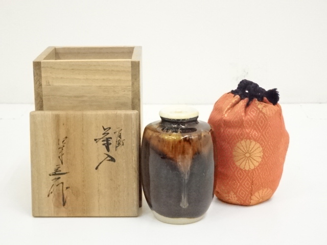 道具 ] - 道具 桶谷定一造 肩衝茶入（仕覆付）（共箱）□z